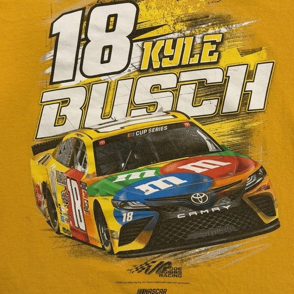Kyle Busch Shirt Mens 3XL Yellow NASCAR Racing Joe Gibbs M&Ms 18 Car Graphic - Picture 4 of 7